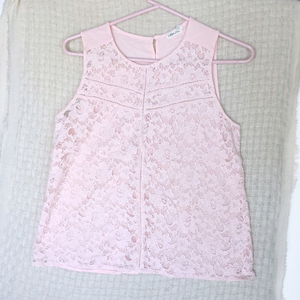 Chloe & Katie Lace Front Blush Pink Tank Top